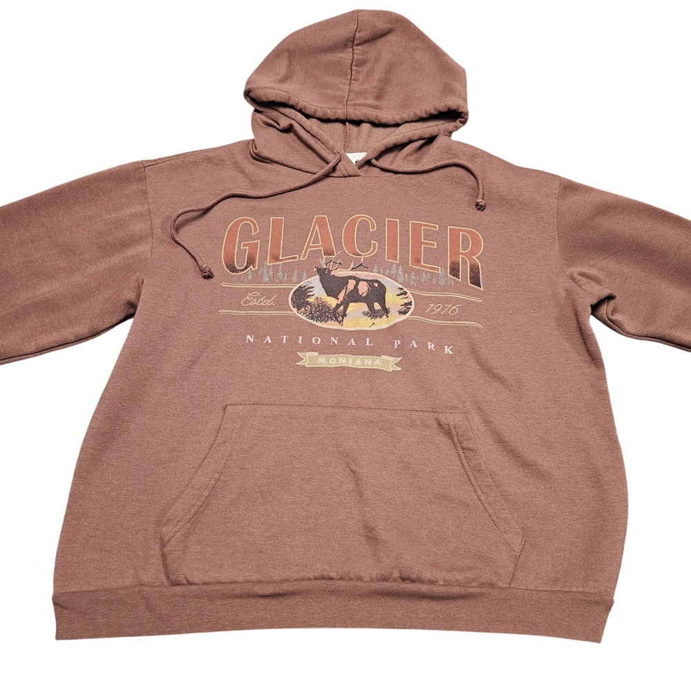 Glacier National Park Hoodie No tag Fits Womens Oversized Boxy Cropped Gorpcore